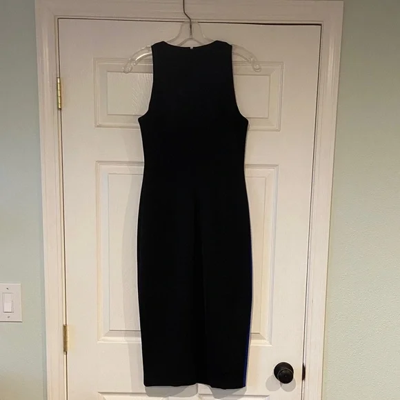 Maggy London Asymmetrical Midi Dress in Black and Blue - Picture 6 of 6